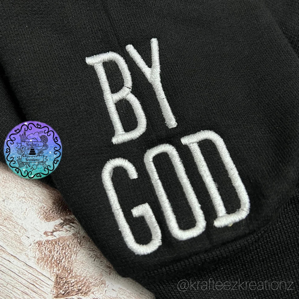 CHOSEN BY GOD- Embroidered Sweatshirt, Sleeve Embroidery